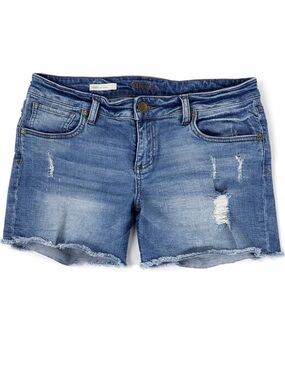 Kut from the Kloth Medium Blue Distressed Cutoff Denim Shorts 8